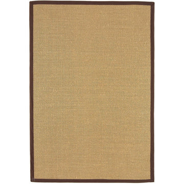Sisal Modern Plain Cotton Border Natural-Fibre Ribbed Textured Flatweave Natural/Chocolate Rug-Asiatic Carpets-Rug Love - The Most Loved Rug Store